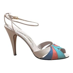 Halston Colorblock Heels Size 9 Made in Italy Retro 70s Y2K Disco Chic Aesthetic